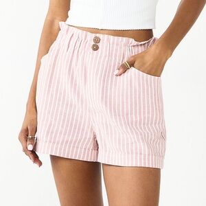 SO High Waist Pink and White Striped Shorts